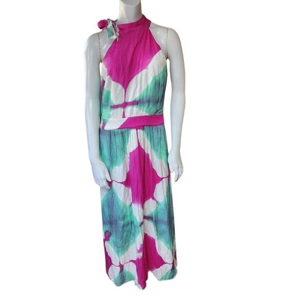 Busayo Collective Tie Dye Side Tie Neckline Dress With Pockets (8) - Picture 6 of 9
